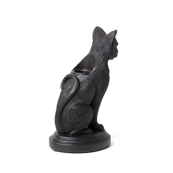 Black Cat Candle Holder Alchemy Gothic Faust's Familiar Candlestick Holder - Picture 4 of 4